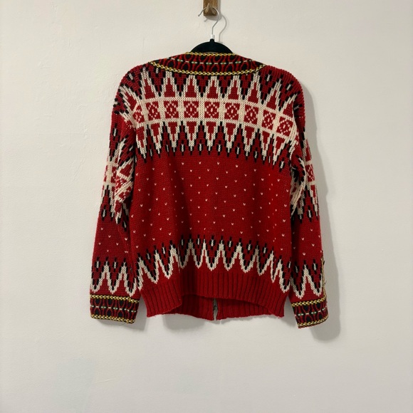 Vintage Nordic 100% Wool Knit Norway Fair Isle Ski Sweater Engraved Clasp - Picture 6 of 7